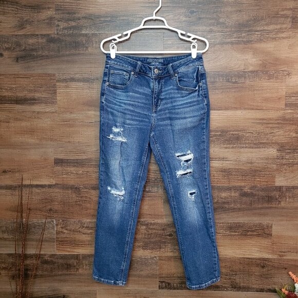 Maurices Jeans 6 S High Rise Ankle Skinny Distressed Patched Medium Wash Denim - Picture 1 of 11